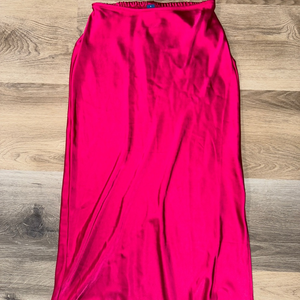 Old Navy Fuchsia Satin Midi Skirt